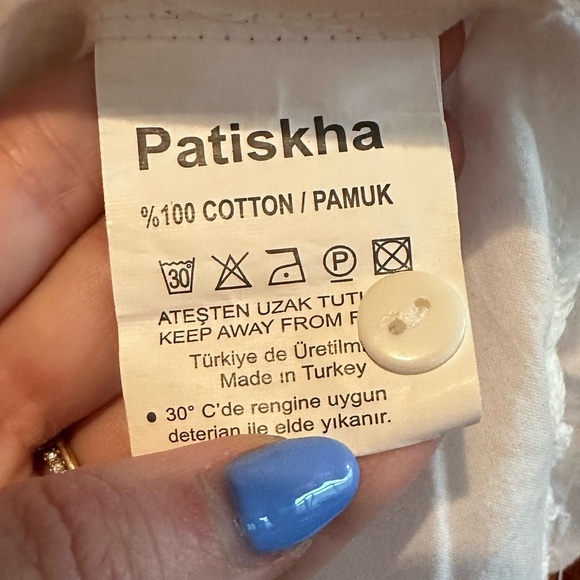 NWT Patiskha White Cotton Button Up Shirt Panda Design Size Small - Picture 6 of 7